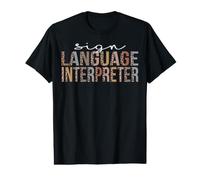 Interprète en Langue des Signes léopard Appréciation Femmes Travail T-Shirt Graphique avec Valeur