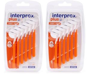 INTERPROX PLUS - Supermicro 0.7 - Brossettes Interdentaire - Fibres en Tynex - Orange - Blister de 6 unités (Lot de 2)