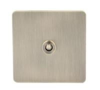 Interrupteur à Bascule 1 Gang 2 Voies Texture Bronze Antique Panneau en Acier Inoxydable Interrupteur D'alimentation AC250V pour la Maison