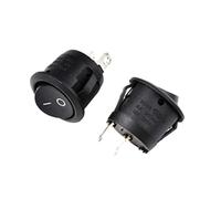 Interrupteur à bascule 1 pièces/5 pièces/10 pièces 20mm interrupteur à bascule de Type rond SPST 2Pin interrupteur d'alimentation de carte déformée marche-arrêt interrupteur industriel (Color : Nero