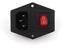 Interrupteur à bascule 10 pièces AC-01A 250V/10A IEC320 C14 prise de courant avec indicateur rouge à 3 broches Type d'interrupteur à bascule Microswitch