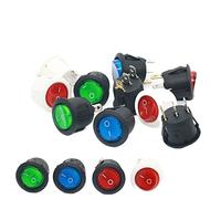 Interrupteur à bascule 10 pièces ON/OFF rond interrupteur LED illuminé Mini noir blanc rouge bleu 10A 250V/6A 125V 3 broches bateau circulaire 20MM(Blue Switch)