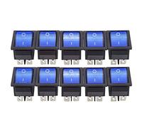 Interrupteur à bascule, 10Pcs 2 Position On/Off Bleu avec interrupteur à bascule lumineux, KCD4 Bouton de commutation à 6 broches, AC 16A 250V/20A 125V pour les appareils