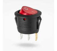 Interrupteur à bascule 12 V rond avec LED rouge - Interrupteur à bascule marche/arrêt Ø 20 mm - 3 broches 6 A (jusqu'à 10 A) - Voyant de contrôle LED - Interrupteur encastrable pour voiture, moto