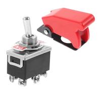 Interrupteur à Bascule 203A Dpdt 12V Étanche à 3 Positions rouge | Montage Panneau, Position Centrale Arrêt, Capot Protecteur Rouge, Métal et Plastique, pour Treuils, Éclairages, Atv Utv
