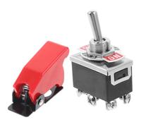 Interrupteur à Bascule 203a Dpdt 3 Positions 12v avec Capot Rouge | Marche Arrêt avec Position Centrale, Plastique et Métal, Perçage Ø12,2mm, Montage Panneau, Commandes Treuil
