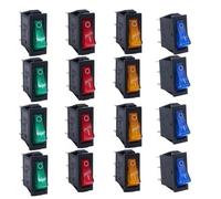 Interrupteur à bascule 3 broches KCD3, 16 pièces, SPST, AC 250 V/15 A, 125 V/20 A, LED éclairée, marche/arrêt, SPST, 3 broches, 2 positions(16pcs 4colors)