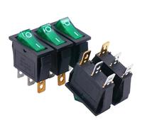 Interrupteur à bascule 3 broches KCD3, 16 pièces, SPST, AC 250 V/15 A, 125 V/20 A, LED éclairée, marche/arrêt, SPST, 3 broches, 2 positions(16pcs green)