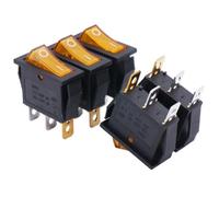 Interrupteur à bascule 3 broches KCD3, 16 pièces, SPST, AC 250 V/15 A, 125 V/20 A, LED éclairée, marche/arrêt, SPST, 3 broches, 2 positions(16pcs yellow)