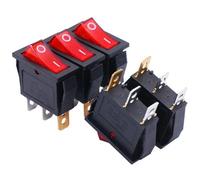 Interrupteur à bascule 3 broches KCD3, 16 pièces, SPST, AC 250 V/15 A, 125 V/20 A, LED éclairée, marche/arrêt, SPST, 3 broches, 2 positions(16pcs red)