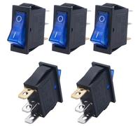 Interrupteur à bascule 3 broches KCD3, 16 pièces, SPST, AC 250 V/15 A, 125 V/20 A, LED éclairée, marche/arrêt, SPST, 3 broches, 2 positions(16pcs blue)