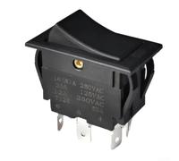 Interrupteur à bascule 4 broches/6 broches IP67 étanche 125 V CA pour lave-vaisselle, outils, noir, robuste, 100 000 cycles, -20 à 125 °C, voiture, ménage industriel (6P 2 positions)