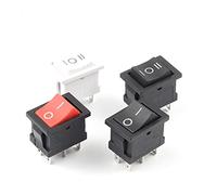 Interrupteur à bascule 5 PCS KCD2 ON-OFF-ON ON-ON Power Switch Bateau 6Pin 21X15mm DPDT Noir Blanc Bouton poussoir Interrupteur à bascule 6A/250VAC 10A/125VAC interrupteur industriel (Color : Black O
