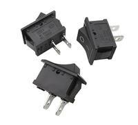 Interrupteur à bascule à 2 broches KCD-101 SPST, encliquetable, marche/arrêt, 15 x 21 mm, AC 6 A/250 V, 10 A/125 V, type bateau, mini interrupteur à bascule, noir, 5/10/20 pièces(5Pcs)