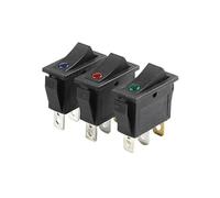Interrupteur à bascule à 3 broches KCD3, marche/arrêt, 2e vitesse, bleu, œil de chat, avec LED, AC 16 A, 250 V LTRAJUYNH