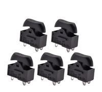 Interrupteur à bascule à bouton-poussoir for sèche-cheveux, accessoires for bateau, verrouillage 3 broches, 3 positions, 10 A, 250 V CA, interrupteur marche/arrêt, rouge et noir, 10 pièces(Black)