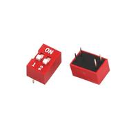 Interrupteur à bascule à insertion directe, bouton-pression plat, 2,54 mm, 1/2/3/4/5/6/7/8/9/10/12 broches, cadran rouge, marche/arrêt, 20 pièces(2P)