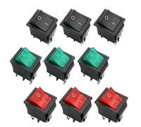 Interrupteur à bascule carré en plastique KCD1 avec LED (noir/rouge/vert) for bateaux, voitures et applications AC/DC, marche/arrêt.(Red 4Pin,100 PCS)