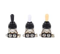 Interrupteur à bascule de guitare à 3 voies, sélecteur de micro en alliage de Zinc court et droit pour guitare électrique 3 pièces avec pointes en crème noire et blanche (Noire)