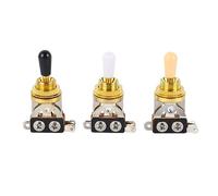 Interrupteur à bascule de guitare à 3 voies, sélecteur de micro en alliage de Zinc court et droit pour guitare électrique 3 pièces avec pointes en crème noire et blanche (Or)