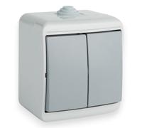 Interrupteur à bascule double IP44, 16 A, 230 V, double interrupteur à bascule, interrupteur va-et-vient avec bascule, interrupteur anti-poussière, interrupteur de contrôle à bascule pour pièces