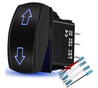 Interrupteur à bascule DPDT 7 broches avec éclairage LED bleu, étanche IP67 pour voiture, bateau, camion, camping-car, 12 V, 20 A, interrupteur marche/arrêt, noir, panneau de boîtier en plastique ABS