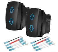 Interrupteur à bascule DPDT 7 broches avec éclairage LED bleu, étanche IP67 pour voiture, bateau, camion, camping-car, 12 V, 20 A, interrupteur marche/arrêt, noir, panneau de boîtier en plastique ABS