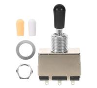 Interrupteur à Bascule Droit de Guitare Électrique à 3 Positions Argenté | Boîtier Scellé, Finition Chrome, Capuchons Inclus, Remplacement, Réparation et Mise à Niveau