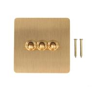 Interrupteur à bascule en laiton, 16 A 220 V AC, montage mural, 1/2/3/4 interrupteurs, plaque de recouvrement et module d'interrupteur style vintage, type 86 (3 vitesses)