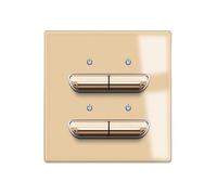 Interrupteur à bascule en verre plaqué or avec indicateur LED ; prise murale, 5 V 2,1 A, AC110-250 V.(4 Gang 1 Way)
