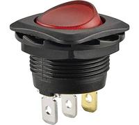 Interrupteur à bascule encastrable - Diamètre : 20 mm - 250 V - 6 A - Rouge - Avec anneau de fixation.