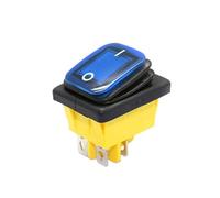 Interrupteur à bascule étanche IP67, 4 broches DPST, 30 A/250 V, robuste, avec LED, for applications automobiles, bateaux et marines (12 V/220 V, 30 x 22 mm).(Blue,24 V)