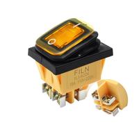Interrupteur à bascule étanche IP67, 4 broches DPST, 30 A/250 V, robuste, avec LED, for applications automobiles, bateaux et marines (12 V/220 V, 30 x 22 mm).(Screw foot Yellow,5V)