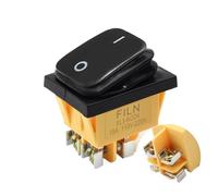 Interrupteur à bascule étanche IP67, 4 broches DPST, 30 A/250 V, robuste, avec LED, for applications automobiles, bateaux et marines (12 V/220 V, 30 x 22 mm).(No LED Black,12 V)