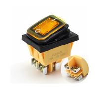 Interrupteur à bascule étanche IP67 à 4 broches DPST 30 A/250 V, robuste, for bateau, voiture, marine, avec LED, 12 V, 220 V, 30 x 22 mm(Screw foot Yellow,220 V)