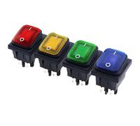 Interrupteur à bascule étanche KCD4 20 A/250 V 4 broches DPST IP67 avec LED 12 V 24 V 110 V 220 V 30 x 22 mm 10 pièces(RED LED,220V)
