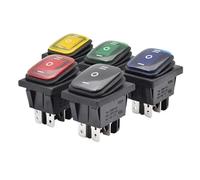 Interrupteur à bascule étanche KCD4-203 KCD4-201, 4 ou 6 broches, verrouillage, 16 A, 250 V CA, DPDT, marche/arrêt, 12 V, 220 V, LED rouge/verte(ON-OFF-ON,Red Light,220V)