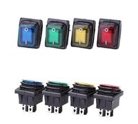 Interrupteur à bascule étanche T85, 16 A/250 V, 4 broches DPST, robuste, étanche IP67, avec LED, for applications automobiles, bateaux et marines, 12 V/220 V, 30 x 22 mm(Black No LED,24 V)