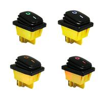Interrupteur à bascule étanche T85 4 broches 30 A/250 V 16 A/250 V avec LED, robuste, 12 V, 24 V, 110 V, 220 V, 380 V, peinture noire, 4 pièces(Blue,6V)