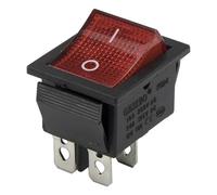 Interrupteur à bascule for bateau, 50 pièces/lot, perforé, 26 x 22 mm, 4 broches, marche/arrêt, avec ampoule 220 V et lumière LED 24, KCD4-201N(Rosso,220V bulb)