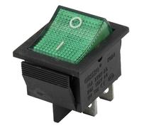 Interrupteur à bascule for bateau, 50 pièces/lot, perforé, 26 x 22 mm, 4 broches, marche/arrêt, avec ampoule 220 V et lumière LED 24, KCD4-201N(Green,24V LED)