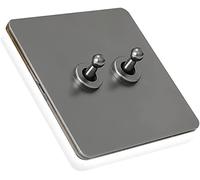 Interrupteur à bascule, Interrupteur d'intérieur européen en laiton massif de type 86, 1/2/3/4 voies, 2, simple, double commande, levier d'éclairage(2 Gang)