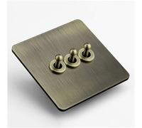 Interrupteur à bascule, interrupteur levier, type 86, d'éclairage en bronze vert, acier inoxydable brossé, interrupteurs électriques rétro for hôtel(3 Gang)