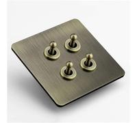 Interrupteur à bascule, interrupteur levier, type 86, d'éclairage en bronze vert, acier inoxydable brossé, interrupteurs électriques rétro for hôtel(4 Gang)