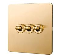 Interrupteur à bascule, Interrupteur mural de luxe en laiton for éclairage de contrôle Interrupteur à levier dissimulé for la maison Un ouvert Dual86 Type intermédiaire(3 Gang)