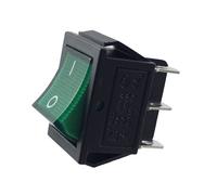 Interrupteur à bascule inverseur lumineux 6 broches 16A 250V vert encastrable