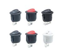 Interrupteur à bascule KCD1 ON/OFF 2 broches 3 6A 250V 10A 125V rond en plastique (rouge/noir/blanc) 1/5/10 pièces(ON-OFF Red 2PIN,1Pcs)