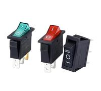 Interrupteur à bascule KCD3, 2 positions, 3 broches, marche/arrêt, équipement électrique avec interrupteur d'alimentation lumineux, 16 A, 250 V/20 A, 125 V CA, 10 pièces(2D 3PIN Green)