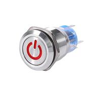 Interrupteur à Bascule, Keenso Commutateur de Bouton Poussoir de Puissance de Voiture de 19mm 12-24V 1NO1NC de Verrouillage de Bouton Poussoir Autobloquant (Red)