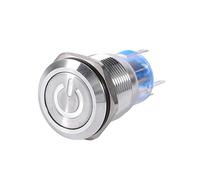 Interrupteur à Bascule, Keenso Commutateur de Bouton Poussoir de Puissance de Voiture de 19mm 12-24V 1NO1NC de Verrouillage de Bouton Poussoir Autobloquant (White)